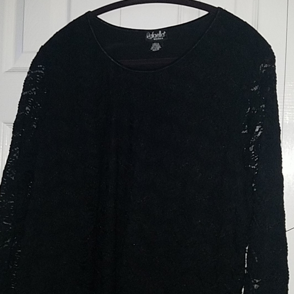 Women's 3/4 Sleeve Black Lace-like Top - Picture 3 of 6